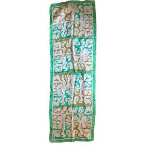 Vintage VERA Neumann Scarf ~ Signed ~ Green / Off White